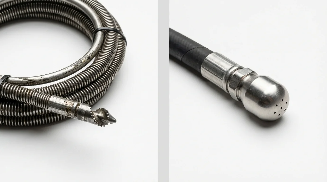 Drain snake cable and hydro jetting nozzle used for drain cleaning in Idaho Springs, CO